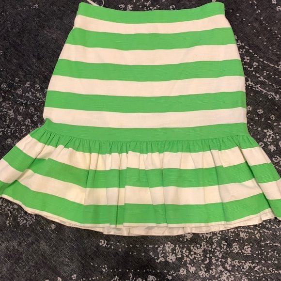 Kate spade senorita peplum green and white striped skirt size 12 ruffle midi - Picture 6 of 11